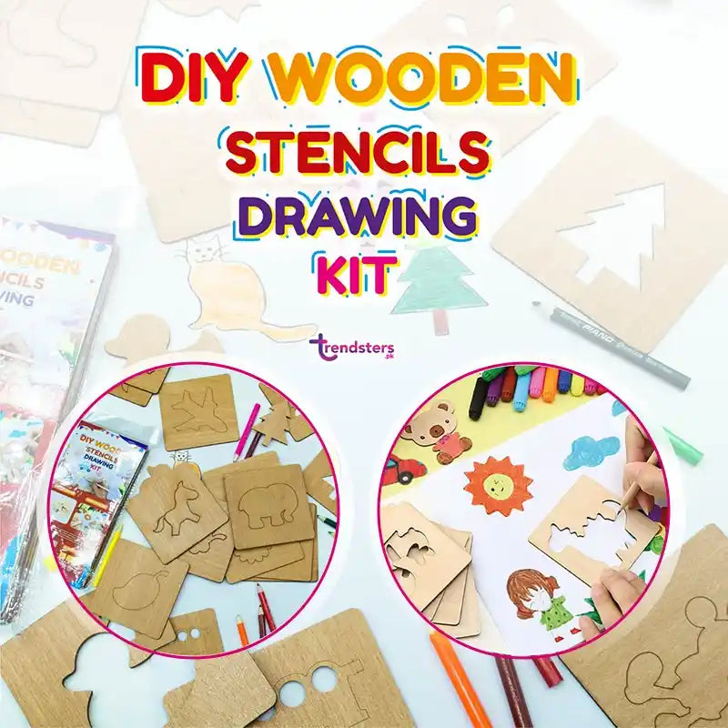 3 in 1 Wooden Kids Drawing Stencils + Puzzle