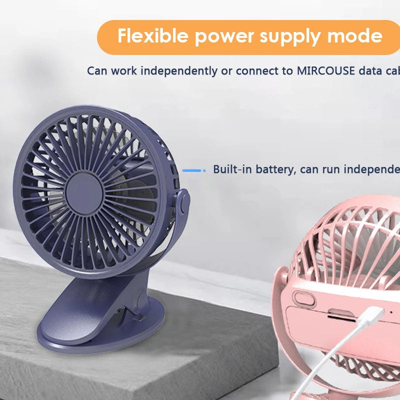 360 Degree Rotation 3 Speeds Adjustable Clip-On Fan