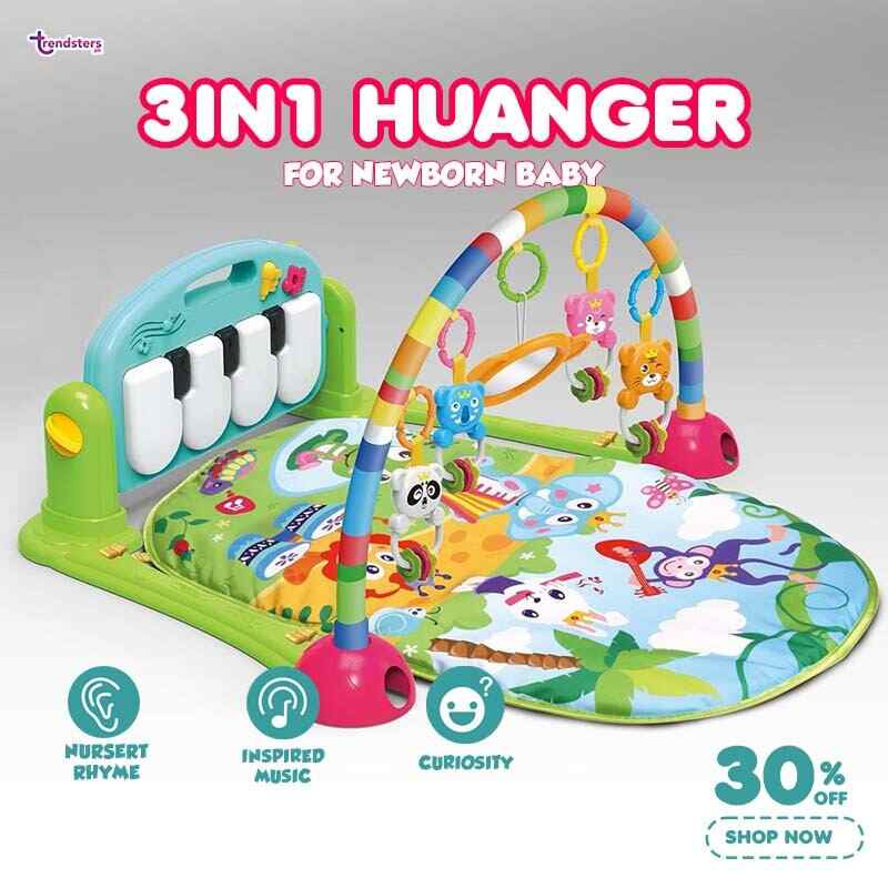 Huanger 3 In 1 Baby Play Gym Mat with Piano Music
