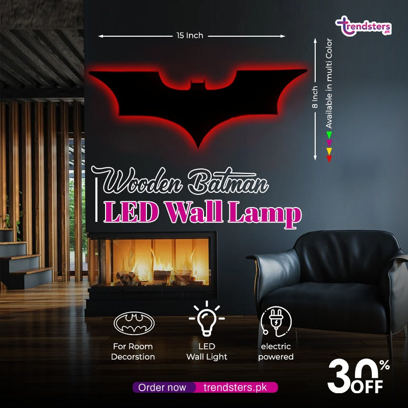 Wooden Batman LED Wall Lamp