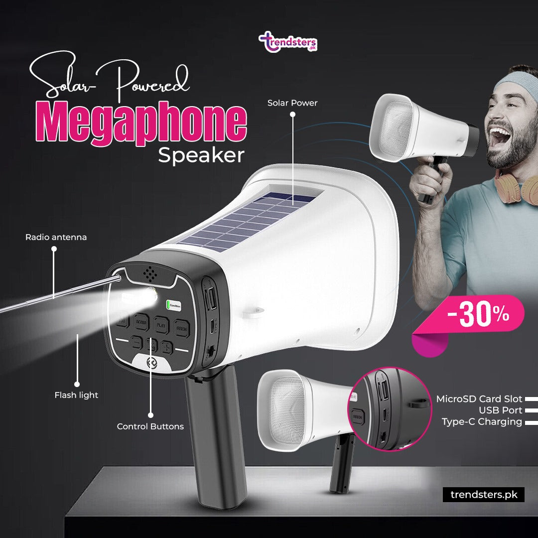 Solar-Powered Megaphone Speaker