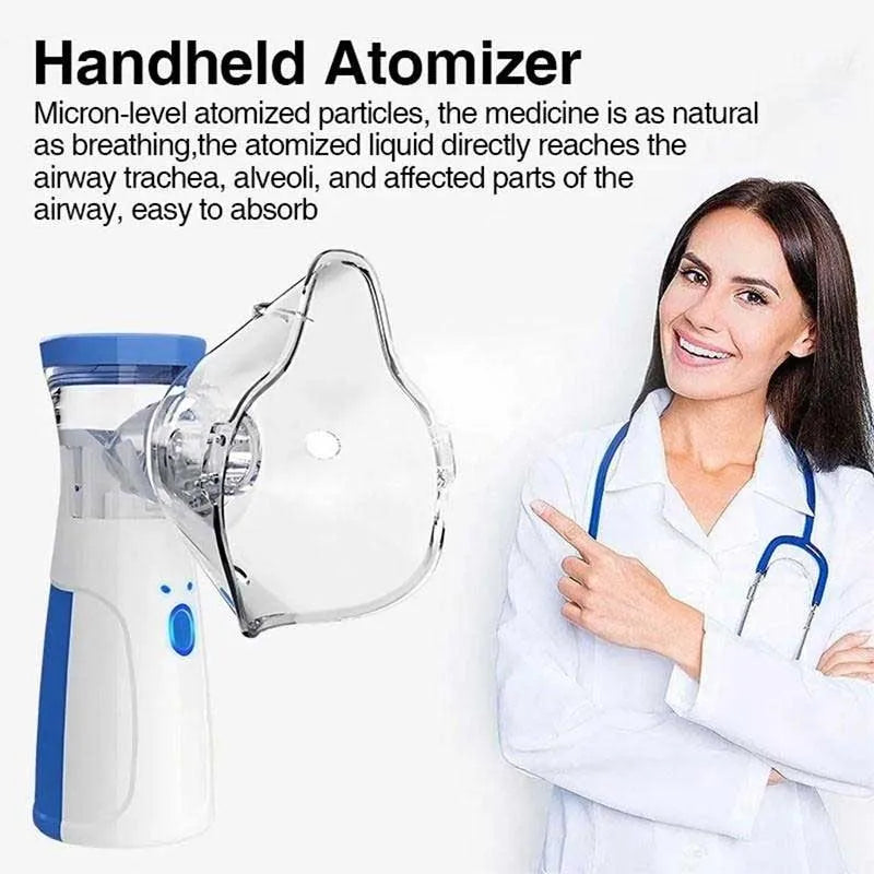 Portable Ultrasonic Nebulizer Kit - 2 Masks for Kids and Adults (Cell and Type-C Operated)