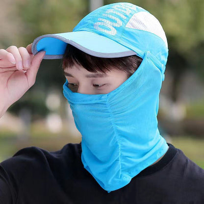 Wide Brim Cap With Face Mask