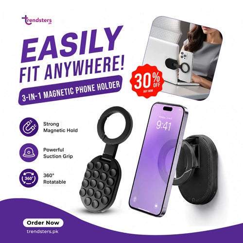 3-in-1 Magnetic Phone Holder Suction Cup