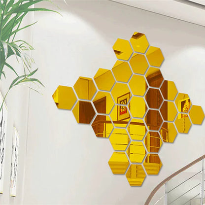 Hexagon Mirror Sticker (12 PCS)