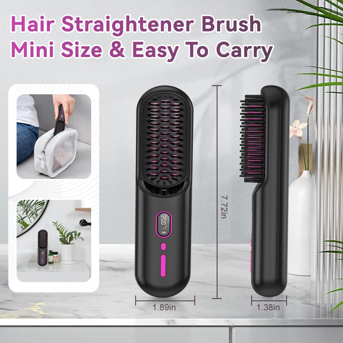 Cordless Hair Straightener Brush