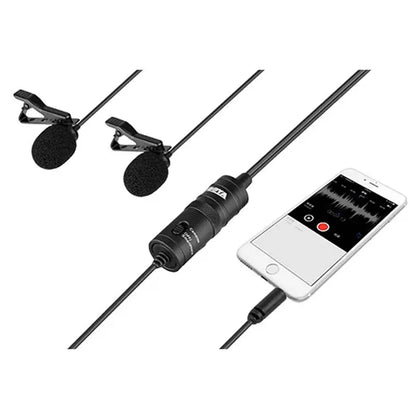 BOYA BY-M1DM Dual Lavalier Microphone Lapel Clip-on Omnidirectional Condenser Mic