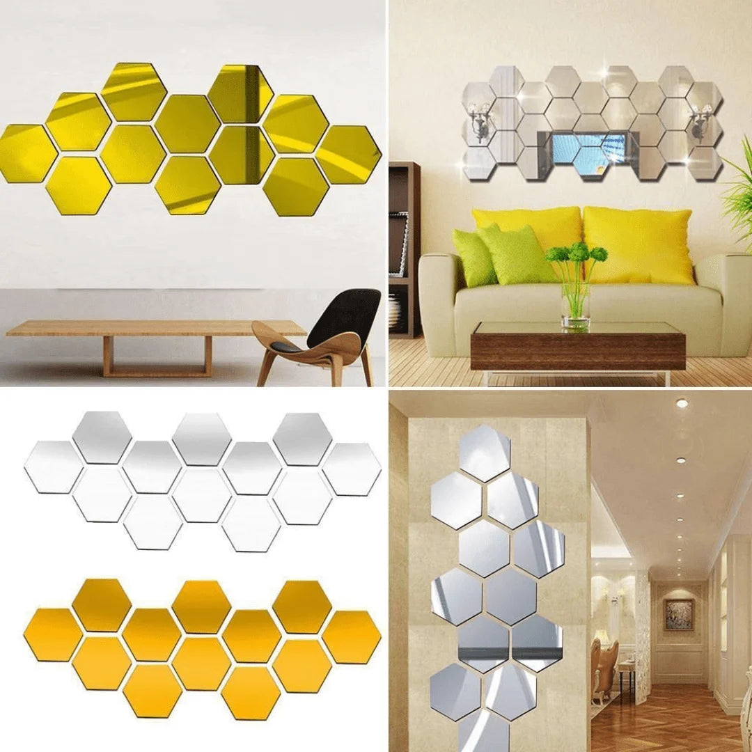 Hexagon Mirror Sticker (12 PCS)