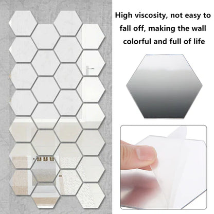 Hexagon Mirror Sticker (12 PCS)