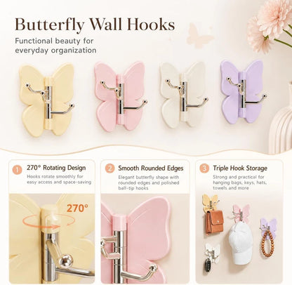 Rotatable Butterfly Wall Hooks