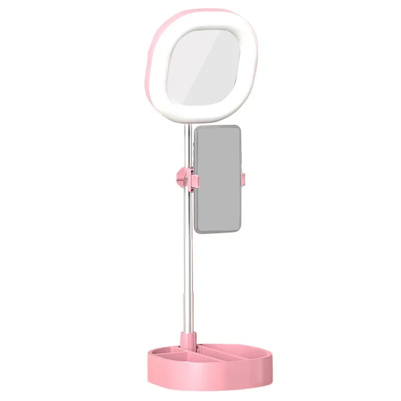 LED Ring Light Tabletop Mini Video Lamp With Phone Holder