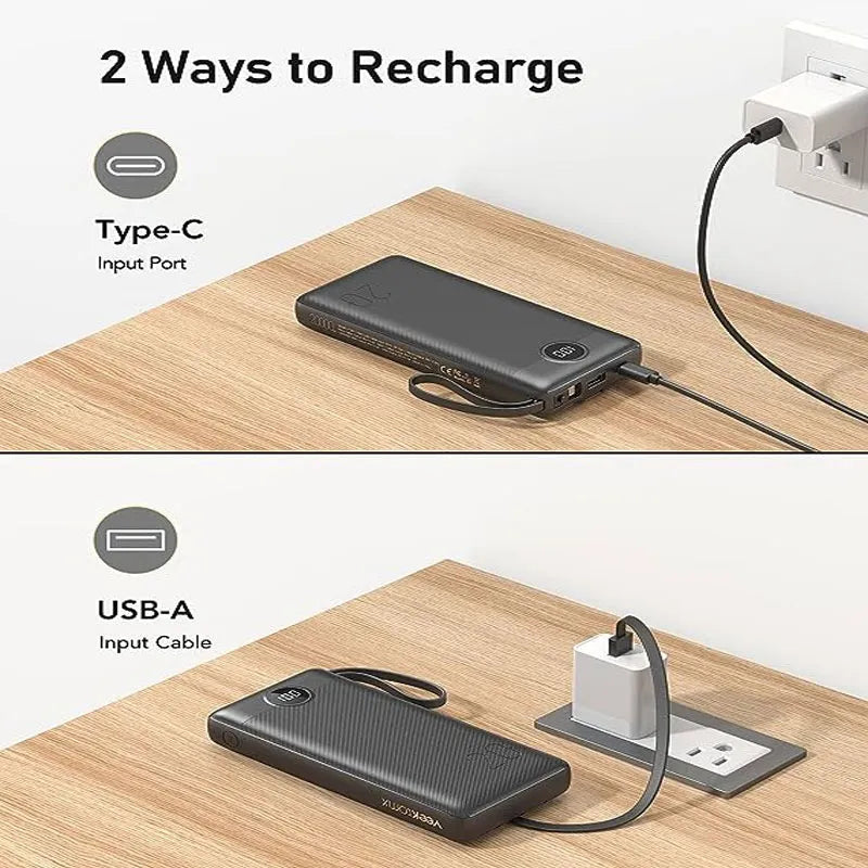 Power Bank With Built In 5 Cables