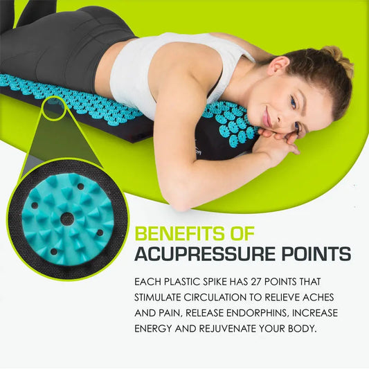 Premium Acupressure Mat And Pillow Set For Reviving Your Energy (Green)