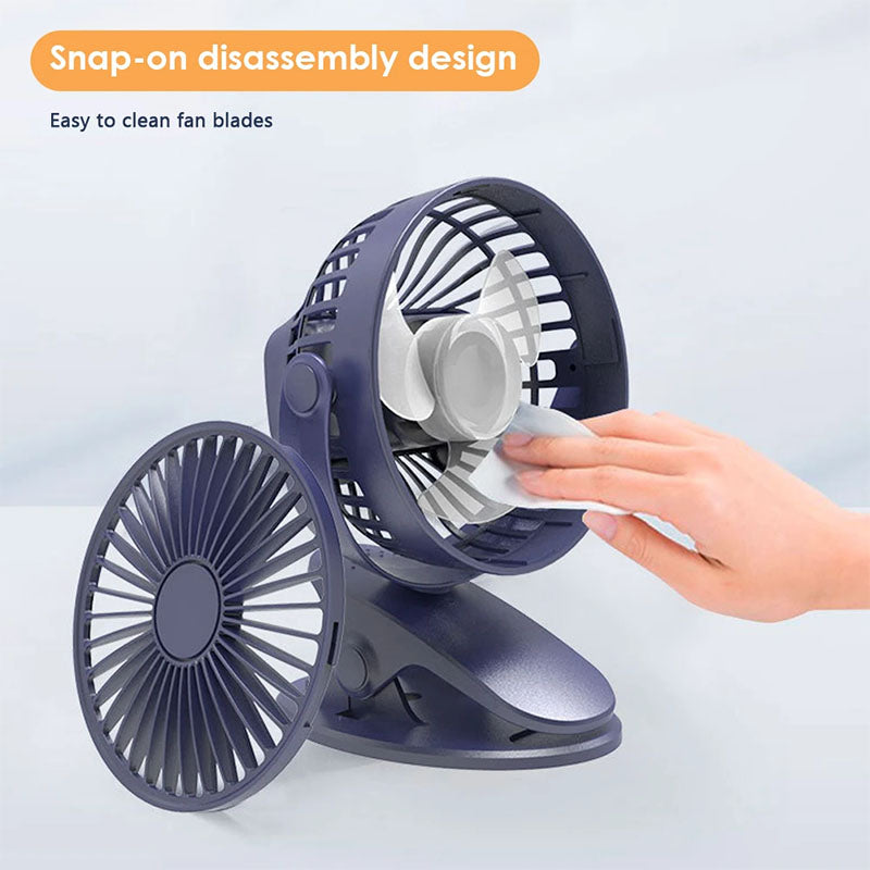 360 Degree Rotation 3 Speeds Adjustable Clip-On Fan