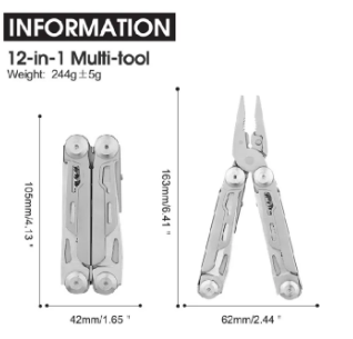 Multitool, 12-in-1 Fold Pliers