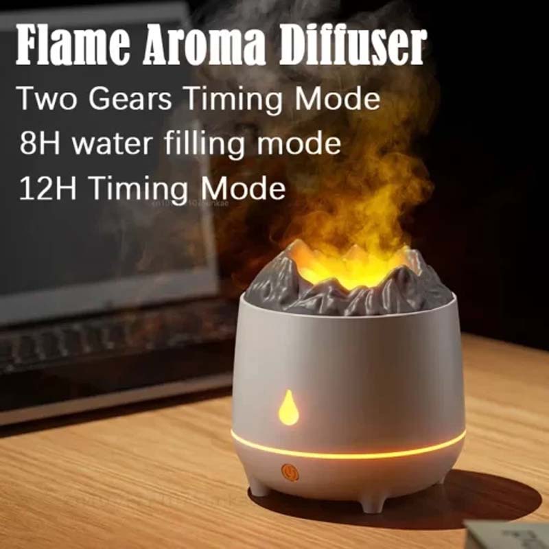 Aroma Humidifier Volcano Flame Diffuser 400ml