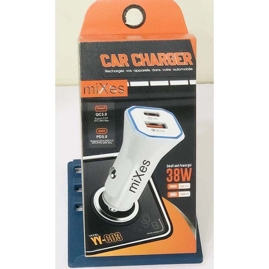 Car Charger - DUAL USB Port for Android and Iphone - 38W Mobile Phone Car Charger - Along with Free Data Cable