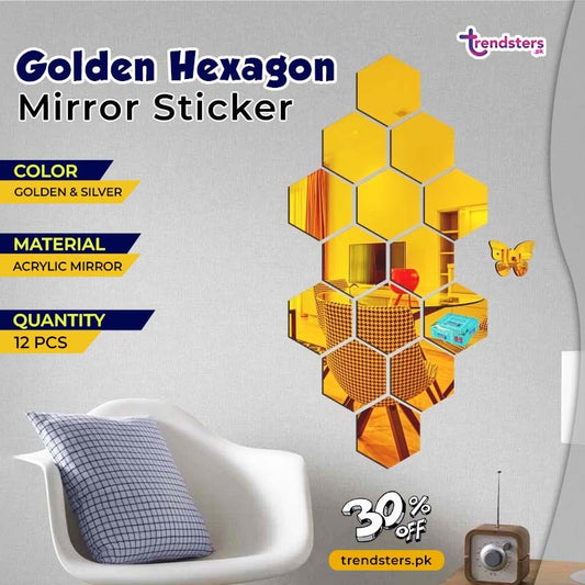 Hexagon Mirror Sticker (12 PCS)