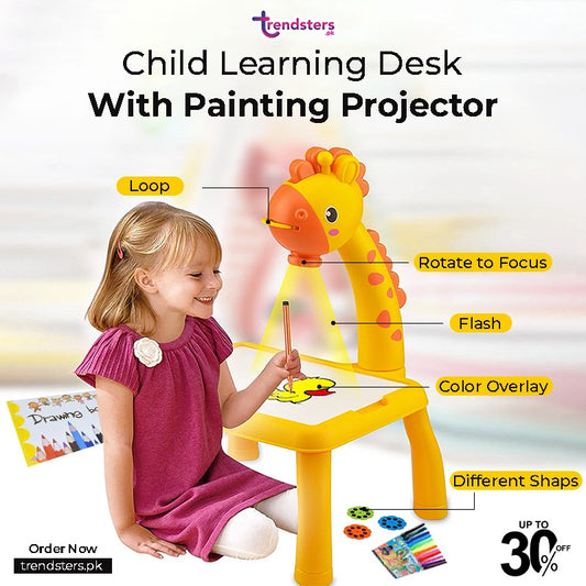 Child Learning Desk With Painting Projector