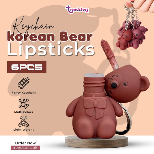 6Pcs Keychain korean Bear Lipsticks