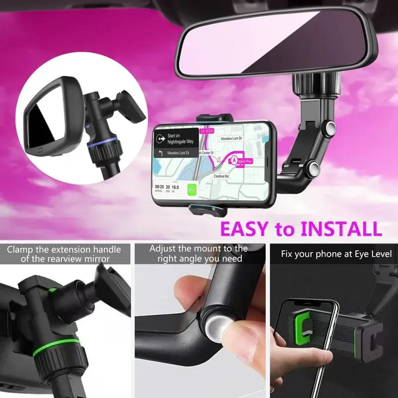 Car Rearview 360 Rotating Clip