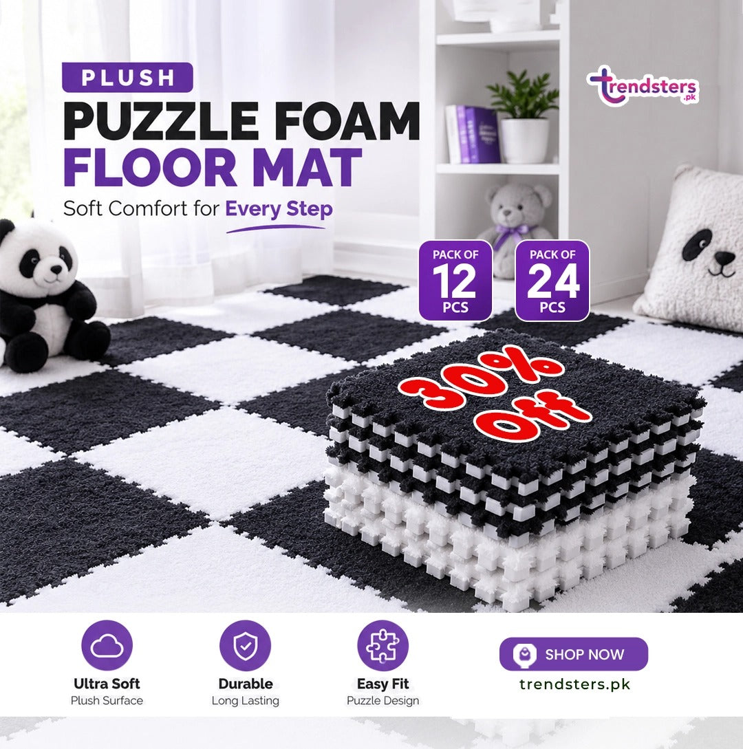 Plush Puzzle Foam Floor Mat