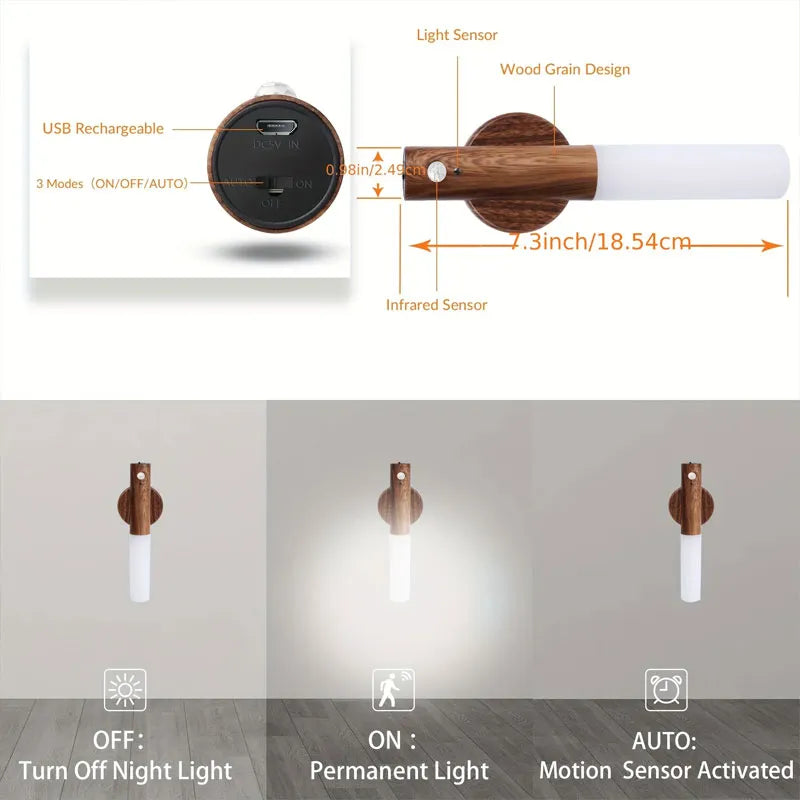 Wood Stick Sensor Wall Lamp