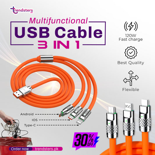 Multifunctional 3-in-1 USB Cable