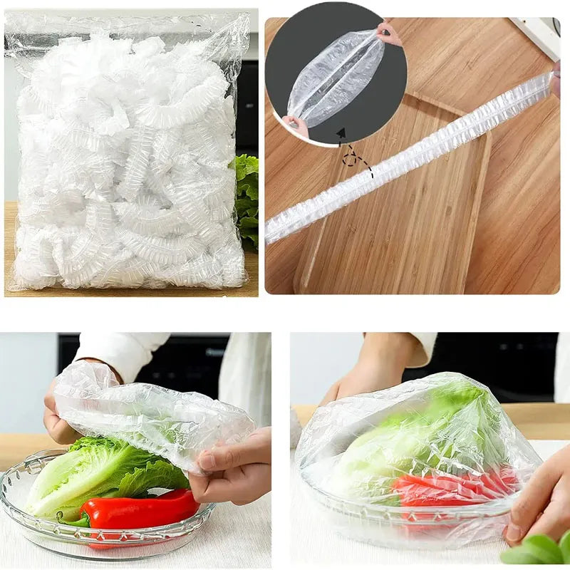 Disposable Food Cover Plastic Wrap Elastic-Pack of 100