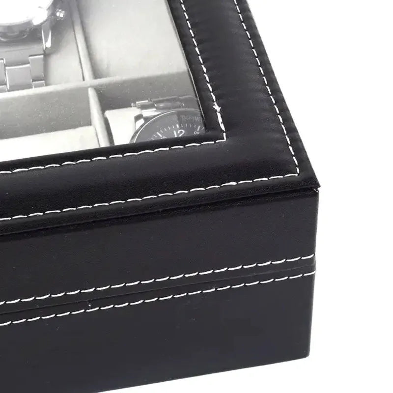 Glass Windows Leather Watch Jewelry Ring Box