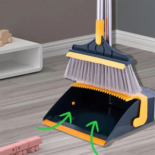Floor Cleaning Brooms And Folding Dustpan Set