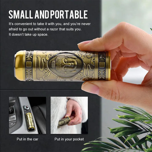T8 Mini Electric Shaver Men Vintage Buddha Head Rotary Beard Razor Type-c
